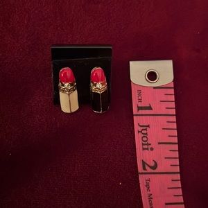 Vintage lipstick earrings